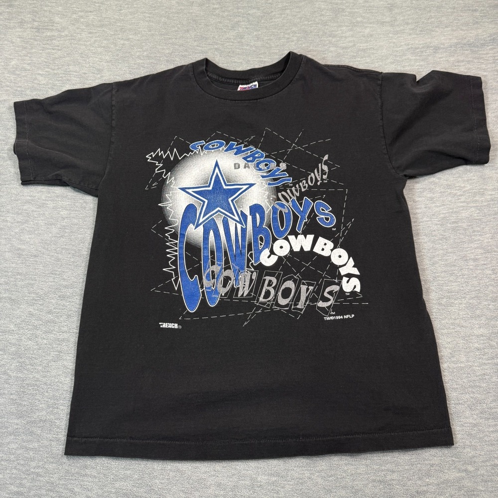 VTG‎ Dallas Cowboys Shirt Men's Large Black 1994 NFL Trench USA Single Stitch